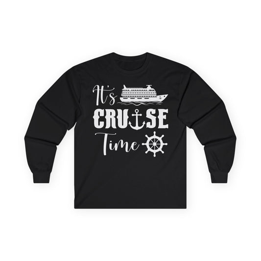It’s Cruise Time Shirt - Nautical Ship Anchor Wheel Bold Graphic Long Sleeve - View 2 - Best Cruise Shirts
