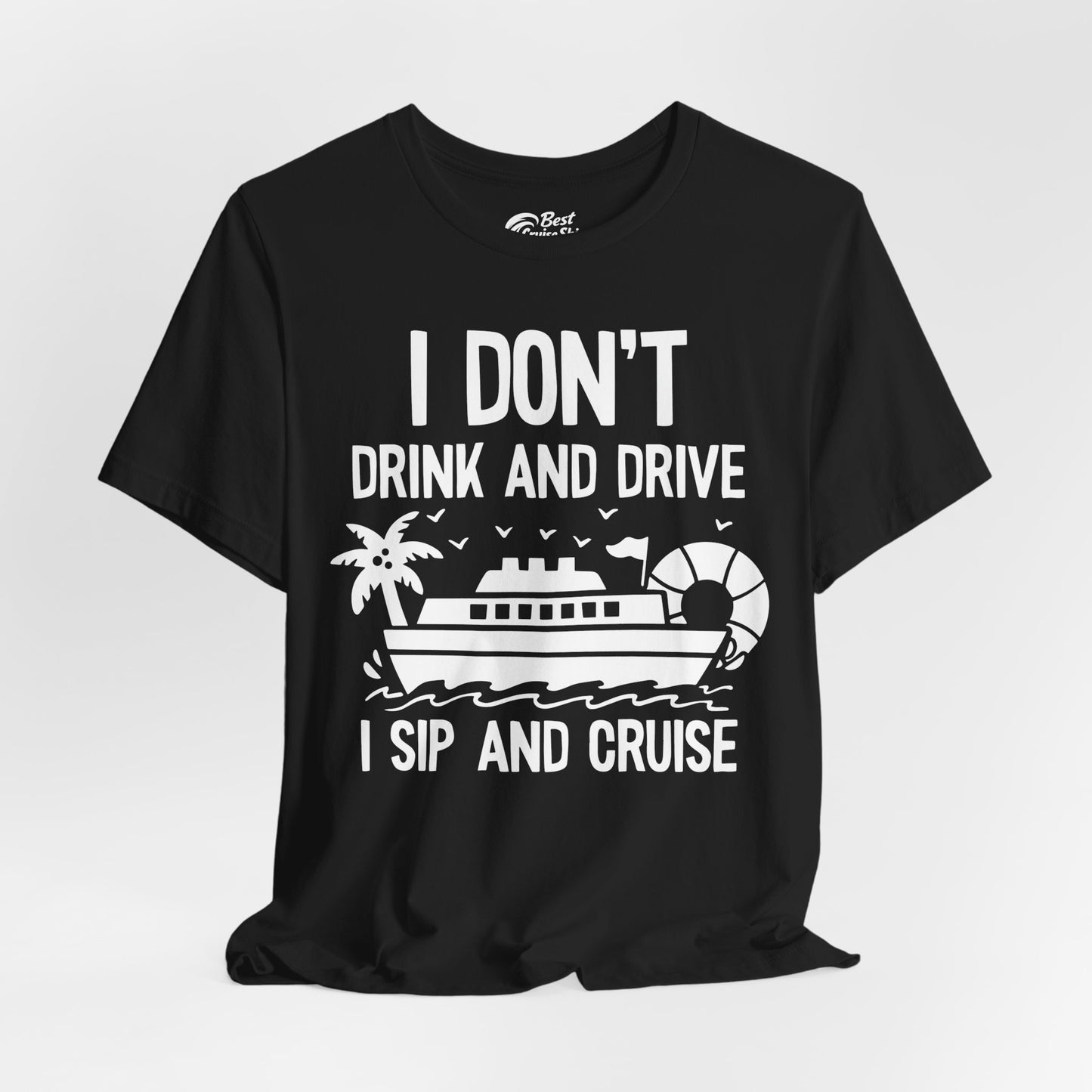 I Sip And Cruise Funny Drinking Shirt With Cruise Ship And Tropics Premium Tee - View 4 - Best Cruise Shirts