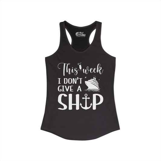 This Week I Don’t Give a Ship Funny Cruise Shirt With Nautical Icons Ladies Tank - View 2 - Best Cruise Shirts