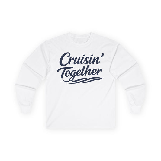 Cruisin Together Group Unity Shirt with Bold Script and Wave Design Long Sleeve - View 2 - Best Cruise Shirts