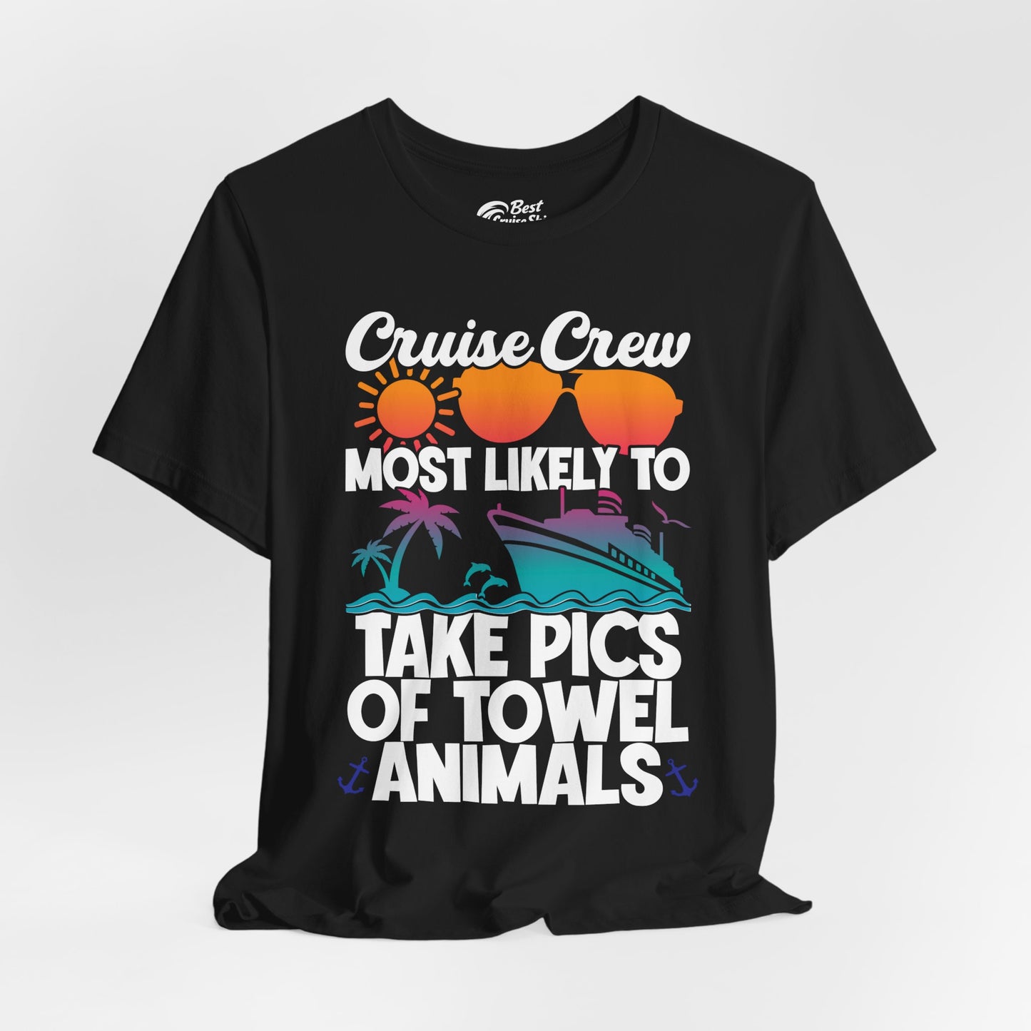 Cruise Crew Towel Animal Photo Squad Tropical Sunset Shirt Premium Tee - View 4 - Best Cruise Shirts