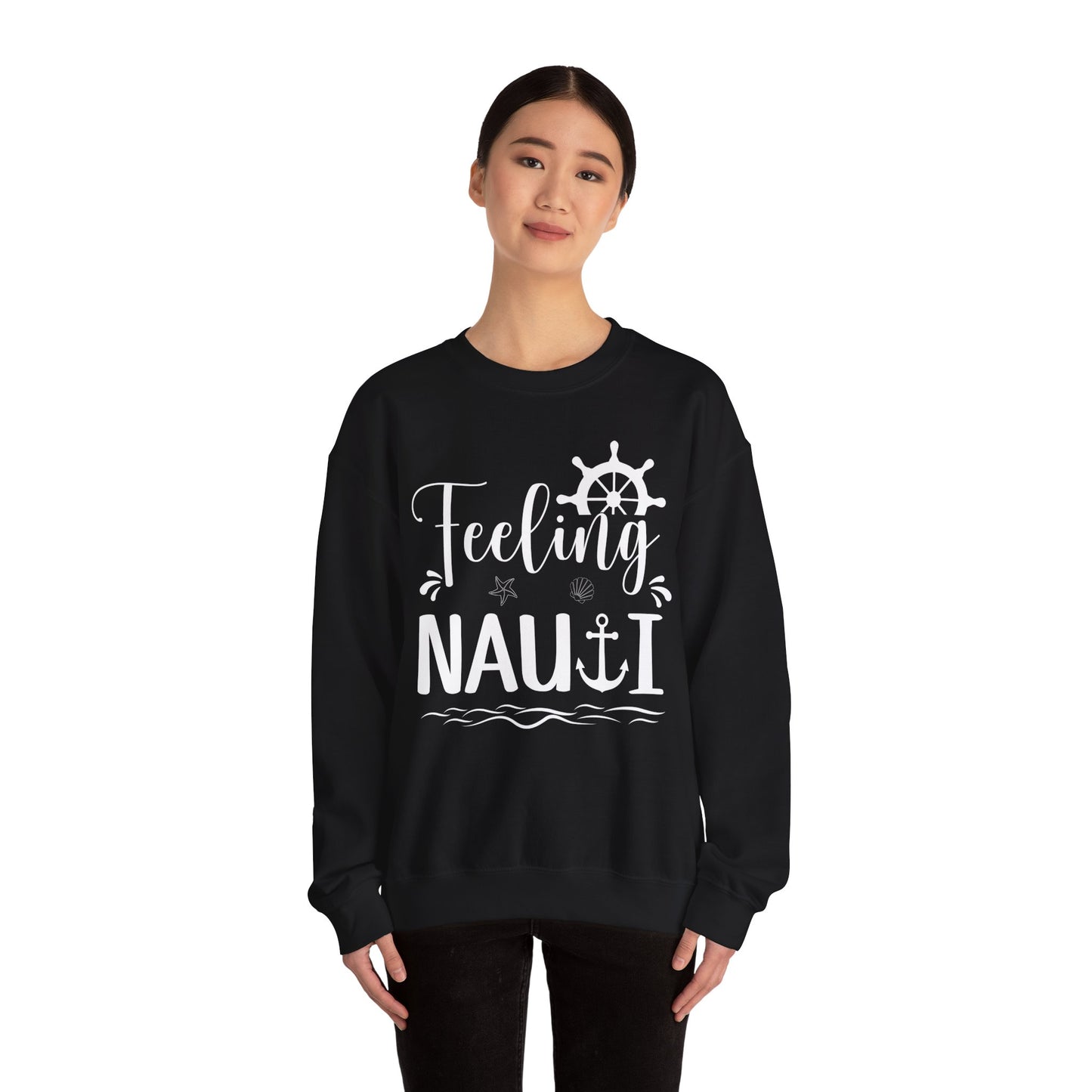 Feeling Nauti Shirt - Nautical Humor with Anchor Ship Wheel Starfish Sweatshirt - View 4 - Best Cruise Shirts
