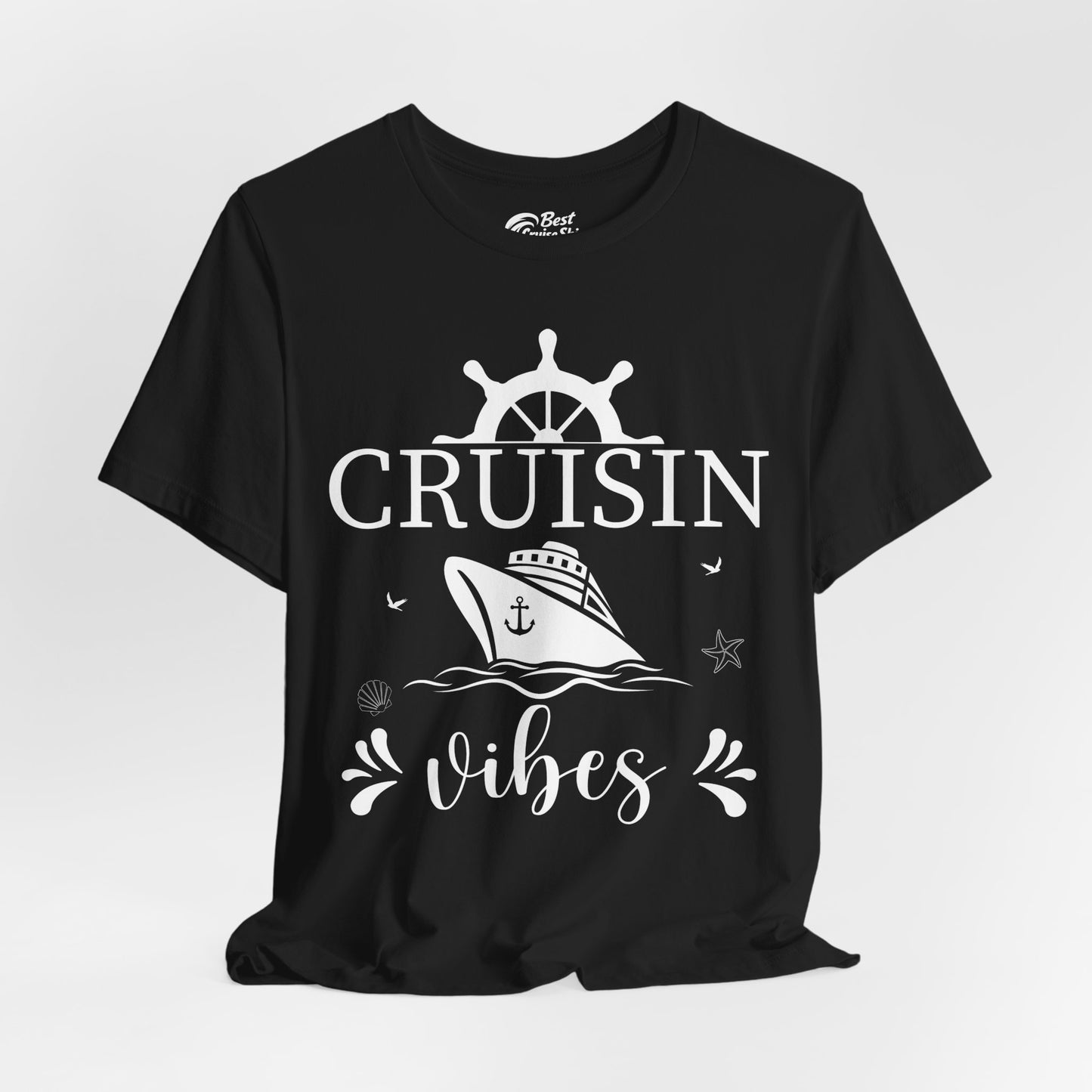 Cruisin Vibes Nautical Ocean Adventure Shirt - Bold Line Art Design Premium Tee - View 4 - Best Cruise Shirts