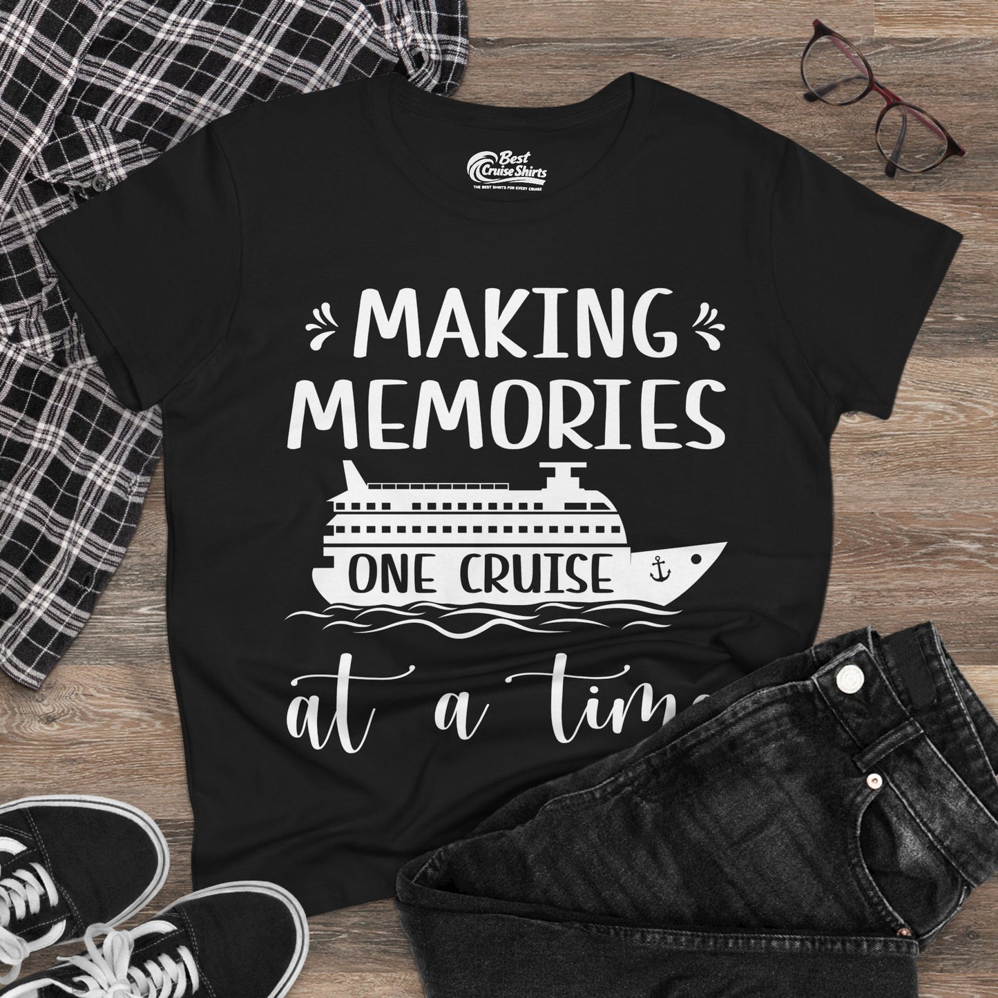 Making Memories One Cruise at a Time Nautical Family Cruise Shirt Ladies Tee - View 4 - Best Cruise Shirts