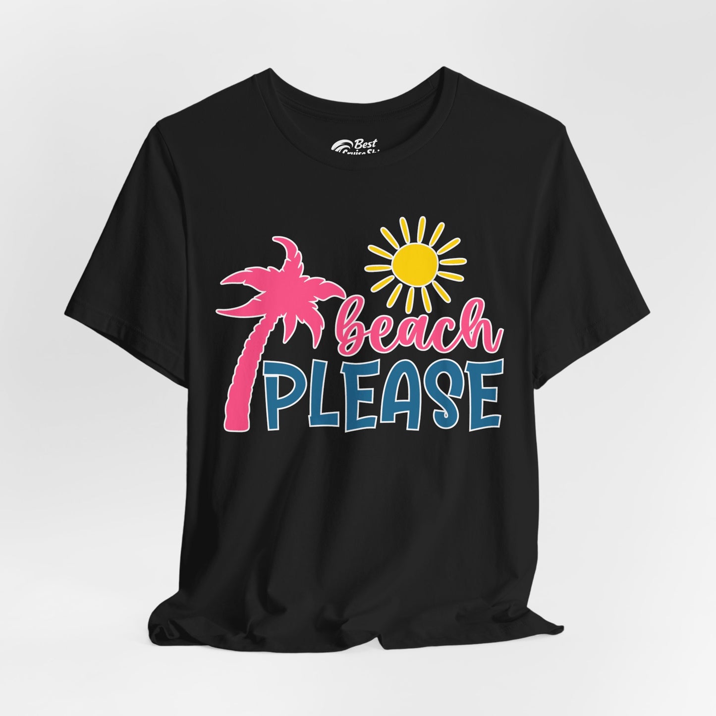 Beach Please Shirt - Tropical Palm Tree and Sun Funny Summer Tee Premium Tee - View 4 - Best Cruise Shirts