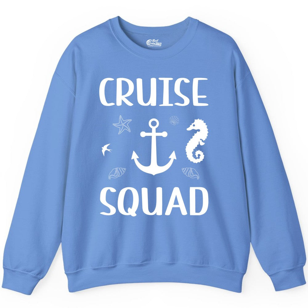 Cruise Squad Shirt - Nautical Group Shirt for Family Cruise Fun (Sweatshirt) in Carolina Blue - Cruise Squad Shirt - Nautical Anchor Marine Animals Group Vacation Tee