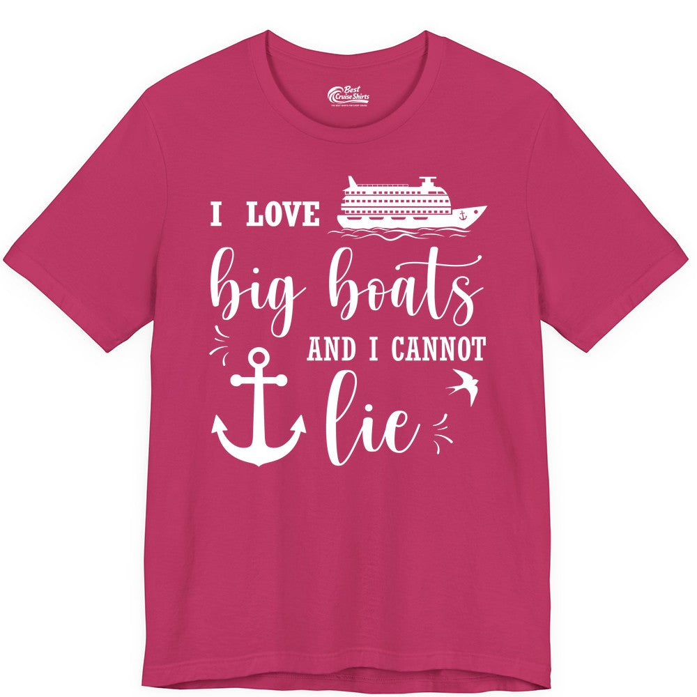 Funny Cruise Shirt - Nautical Big Boats Shirt for Cruise Lovers (Premium Tee) in Berry - I Love Big Boats And I Cannot Lie Funny Cruise Shirt Nautical Anchor