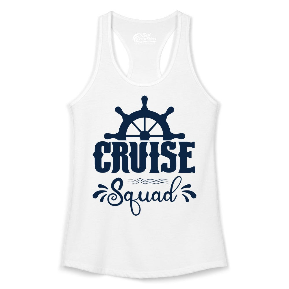 Cruise Squad Shirt - Matching Cruise Group Nautical Apparel (Ladies Tank) in White - Cruise Squad Shirt - Nautical Wheel Matching Cruise Group Tee Design