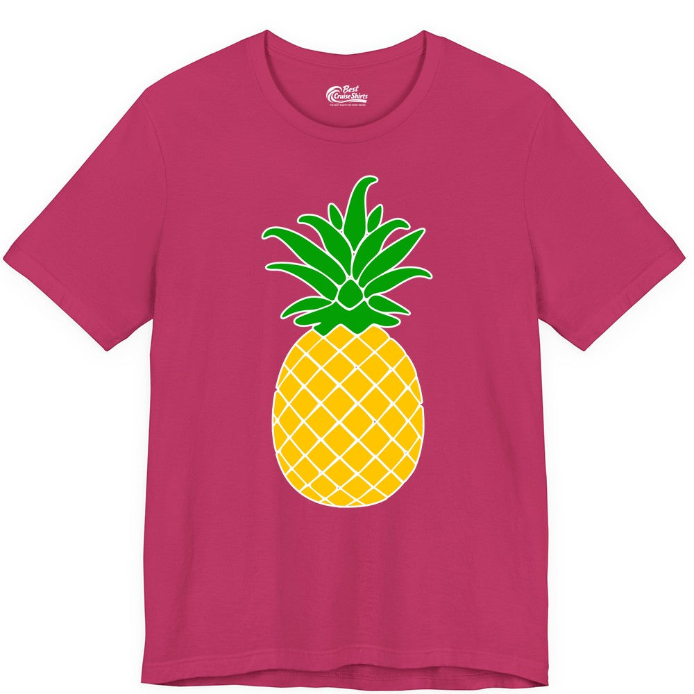 Pineapple Graphic Shirt - Tropical Fruit Apparel for Summer Fun (Premium Tee) in Berry - Cartoon Pineapple Graphic Shirt - Bold Tropical Fruit Summer Tee