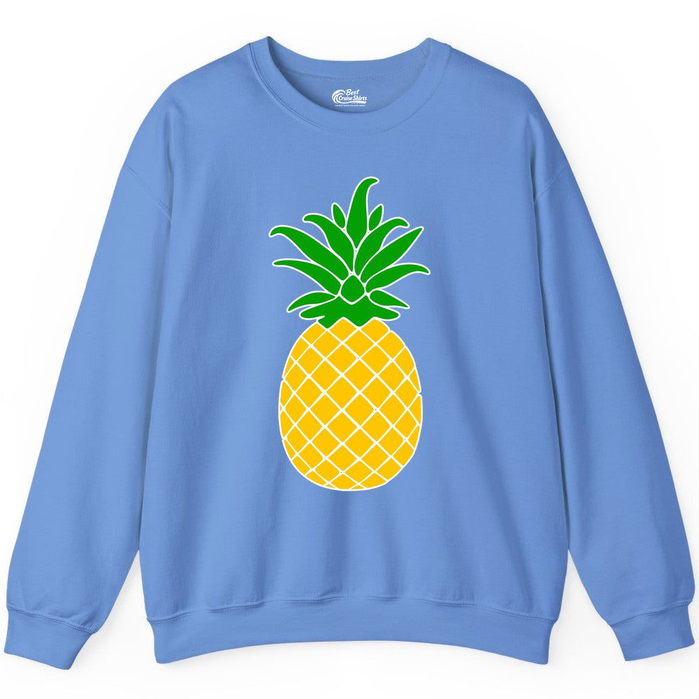 Pineapple Graphic Shirt - Tropical Fruit Apparel for Summer Fun (Sweatshirt) in Carolina Blue - Cartoon Pineapple Graphic Shirt - Bold Tropical Fruit Summer Tee