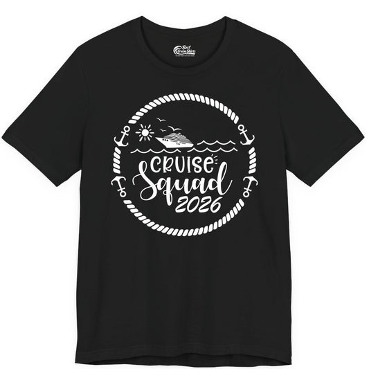 Cruise Squad 2026 Shirt - Family Cruise Shirt Group Apparel (Premium Tee) in Black - Cruise Squad 2026 Shirt - Nautical Rope Anchor Family Group Tee
