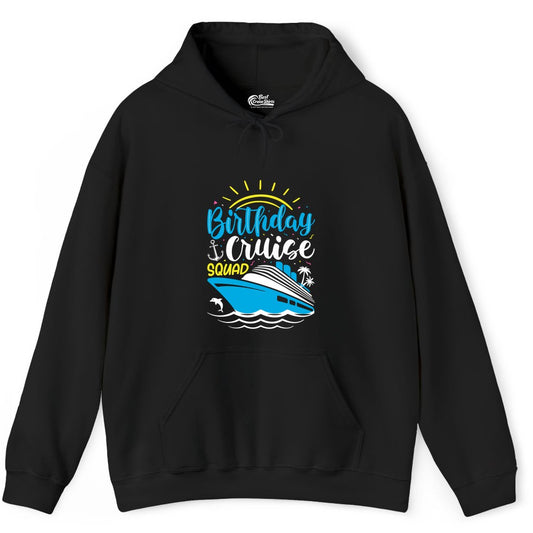 Birthday Cruise Squad Shirts - Fun Cruise Birthday Party Apparel (Hoodie) in Black - Birthday Cruise Squad Nautical Party Shirt for Group Celebrations