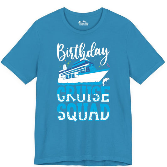 Birthday Cruise Shirt - Fun Group Cruise Squad Apparel for Vacations (Premium Tee) in Aqua - Birthday Cruise Squad Shirt - Nautical Celebration with Dolphin Accents