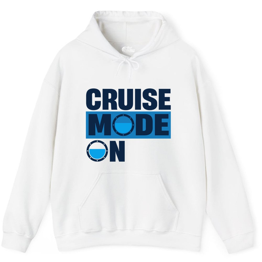 Cruise Mode On Shirt - Funny Cruise Shirt for Caribbean Vacations (Hoodie) in White - Cruise Mode On Shirt - Nautical Porthole Funny Cruise Vacation Tee