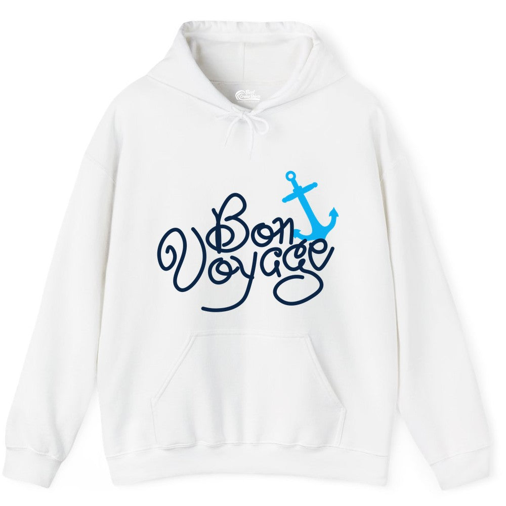 Bon Voyage Shirt - Nautical Anchor Cruise Shirt for Sailors Gift (Hoodie) in White - Bon Voyage Script Shirt - Nautical Anchor Farewell Cruise Tee