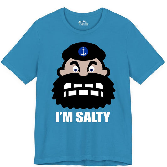 Im Salty Sailor Shirt - Nautical Humor Apparel - Funny Anchor Tee (Premium Tee) in Aqua - Im Salty Sailor Cartoon Shirt - Funny Nautical Pun Anchor Tee
