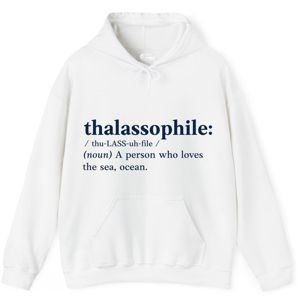 Thalassophile Shirt - Funny Sea Lover Definition Ocean Lover Gift (Hoodie) in White - Thalassophile Definition Shirt - Clean Ocean Lover Dictionary Tee Design