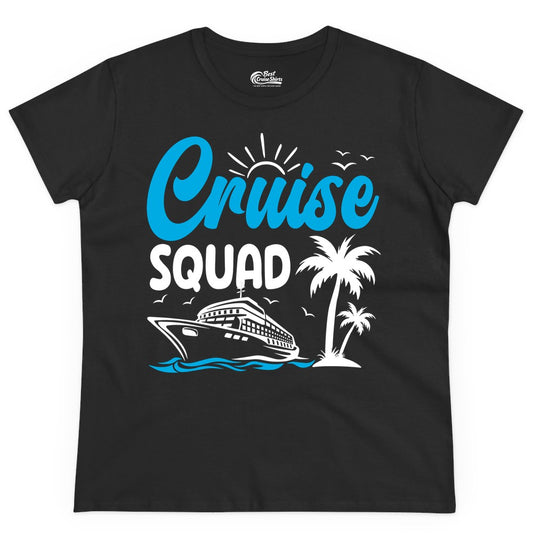 Cruise Squad Shirt - Tropical Group Cruise Tee for Caribbean Trips (Ladies Tee) in Black - Cruise Squad Shirt - Tropical Group Vacation Nautical Island Design
