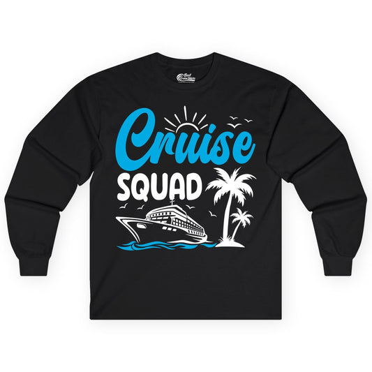 Cruise Squad Shirt - Tropical Group Cruise Tee for Caribbean Trips (Long Sleeve) in Black - Cruise Squad Shirt - Tropical Group Vacation Nautical Island Design