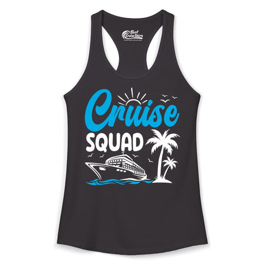 Cruise Squad Shirt - Tropical Group Cruise Tee for Caribbean Trips (Ladies Tank) in Black - Cruise Squad Shirt - Tropical Group Vacation Nautical Island Design