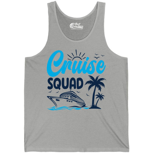 Cruise Squad Shirt - Tropical Group Cruise Tee for Caribbean Trips (Tank Top) in Athletic Heather - Cruise Squad Shirt - Tropical Group Vacation Nautical Island Design