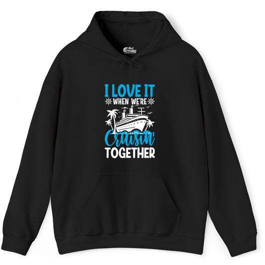 Cruising Together Shirt - Family Cruise Vacation Apparel for Groups (Hoodie) in Black - Cruisin Together Shirt - Cruise Ship Palm Trees Nautical Group Tee