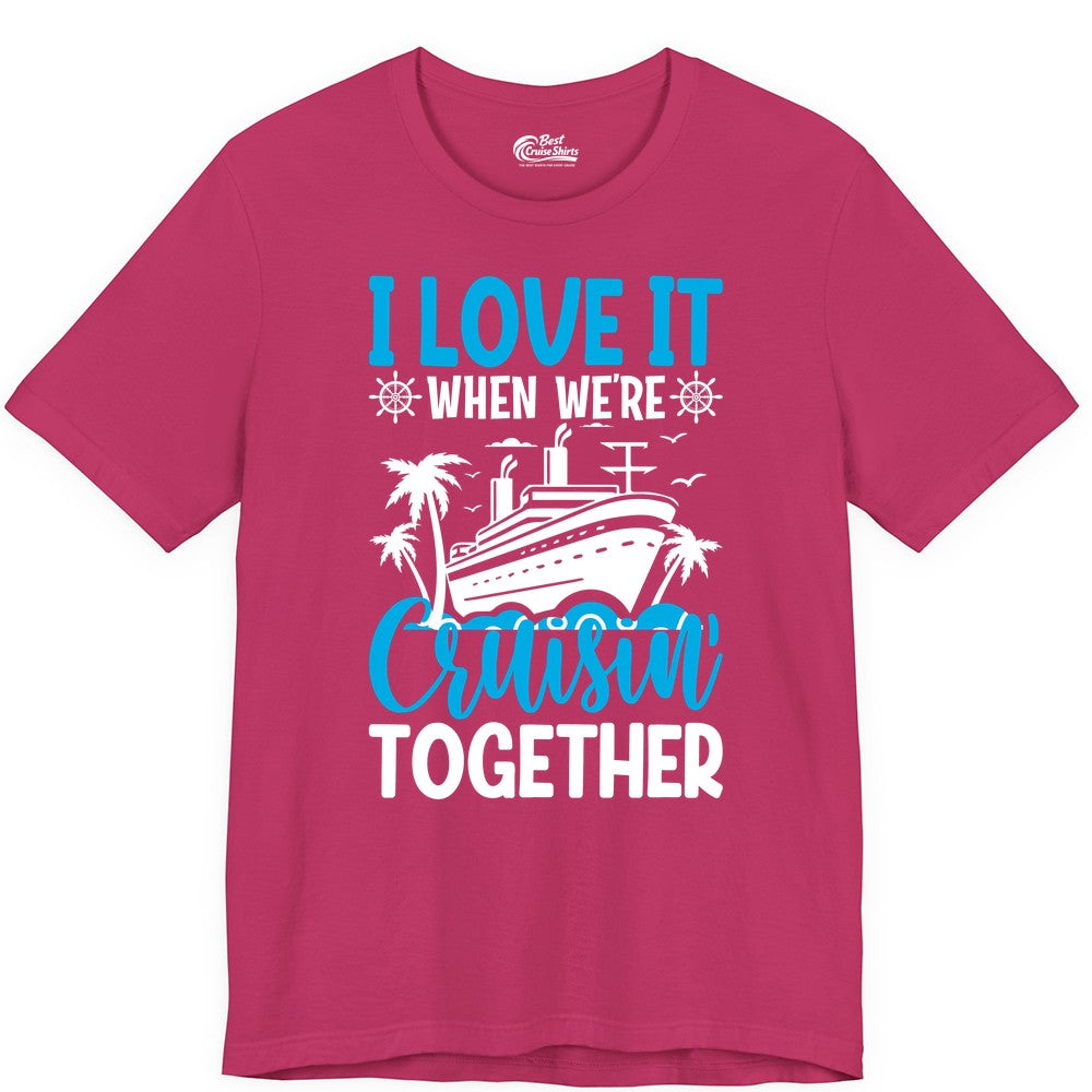 Cruising Together Shirt - Family Cruise Vacation Apparel for Groups (Premium Tee) in Berry - Cruisin Together Shirt - Cruise Ship Palm Trees Nautical Group Tee