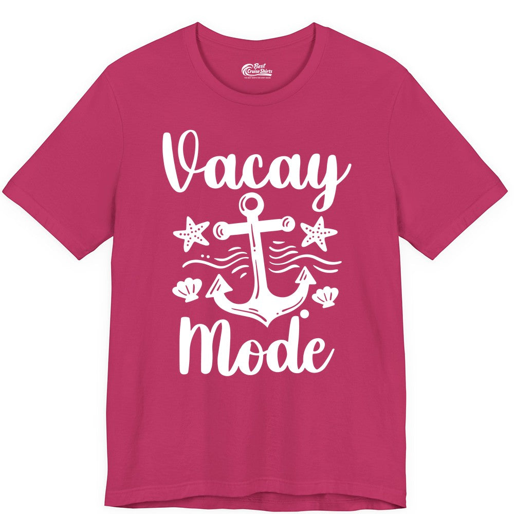 Vacay Mode Shirt - Nautical Vacation Shirt for Beach & Cruise Trips (Premium Tee) in Berry - Vacay Mode Nautical Anchor Beach Shirt - Cruise Vacation Tee