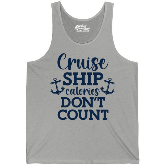 Cruise Ship Shirt - Funny Cruise Calories Don't Count Anchor Tee (Tank Top) in Athletic Heather - Cruise Ship Calories Don’t Count Shirt with Anchors Funny Nautical