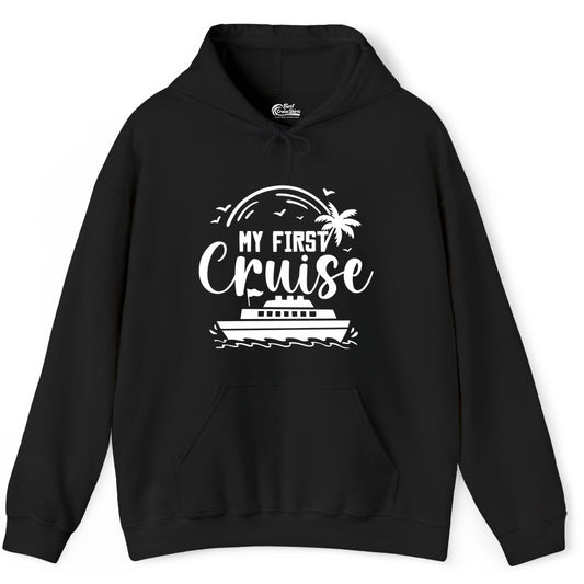 My First Cruise Shirt - Tropical Family Cruise Vacation Apparel (Hoodie) in Black - My First Cruise Shirt - Tropical Nautical Family Voyage Celebration