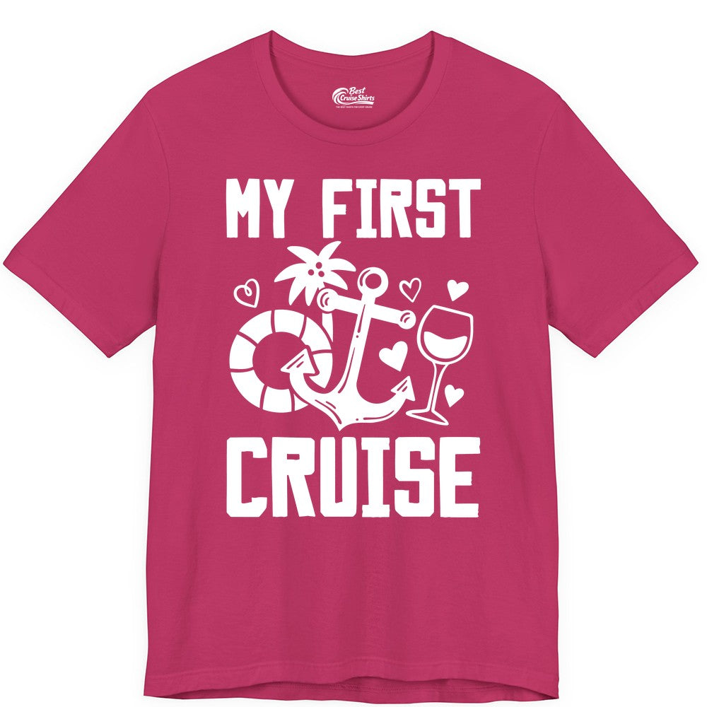 My First Cruise Shirt - Cruise Vacation Apparel for First Timers (Premium Tee) in Berry - My First Cruise Shirt - Bold Nautical Icons Celebration Tee