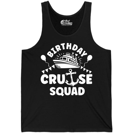Birthday Cruise Squad Shirt - Fun Nautical Group Celebration Tee (Tank Top) in Black - Birthday Cruise Squad Shirt - Nautical Party Celebration Tee Design