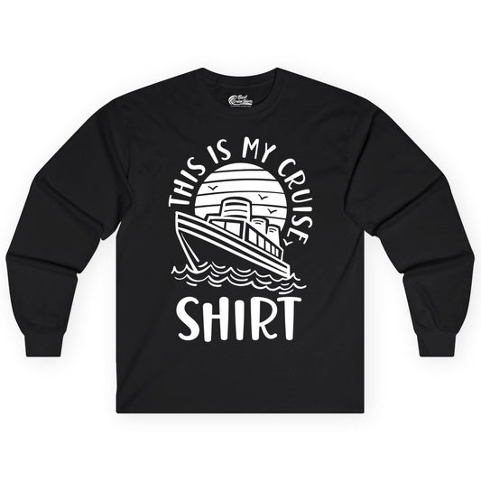This Is My Cruise Shirt - Funny Cruise Ship Shirt for Vacation (Long Sleeve) in Black - This Is My Cruise Shirt - Funny Cruise Ship Sun Ocean T-Shirt Design