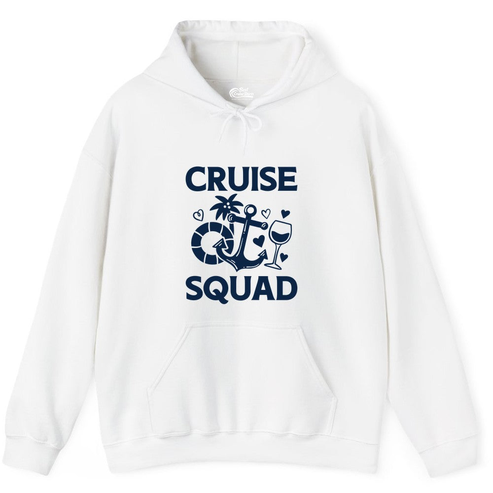 Cruise Squad Shirt - Funny Cruise Group Shirt for Vacation Parties (Hoodie) in White - Cruise Squad Shirt - Fun Nautical Anchor Wine Glass Group Party Tee