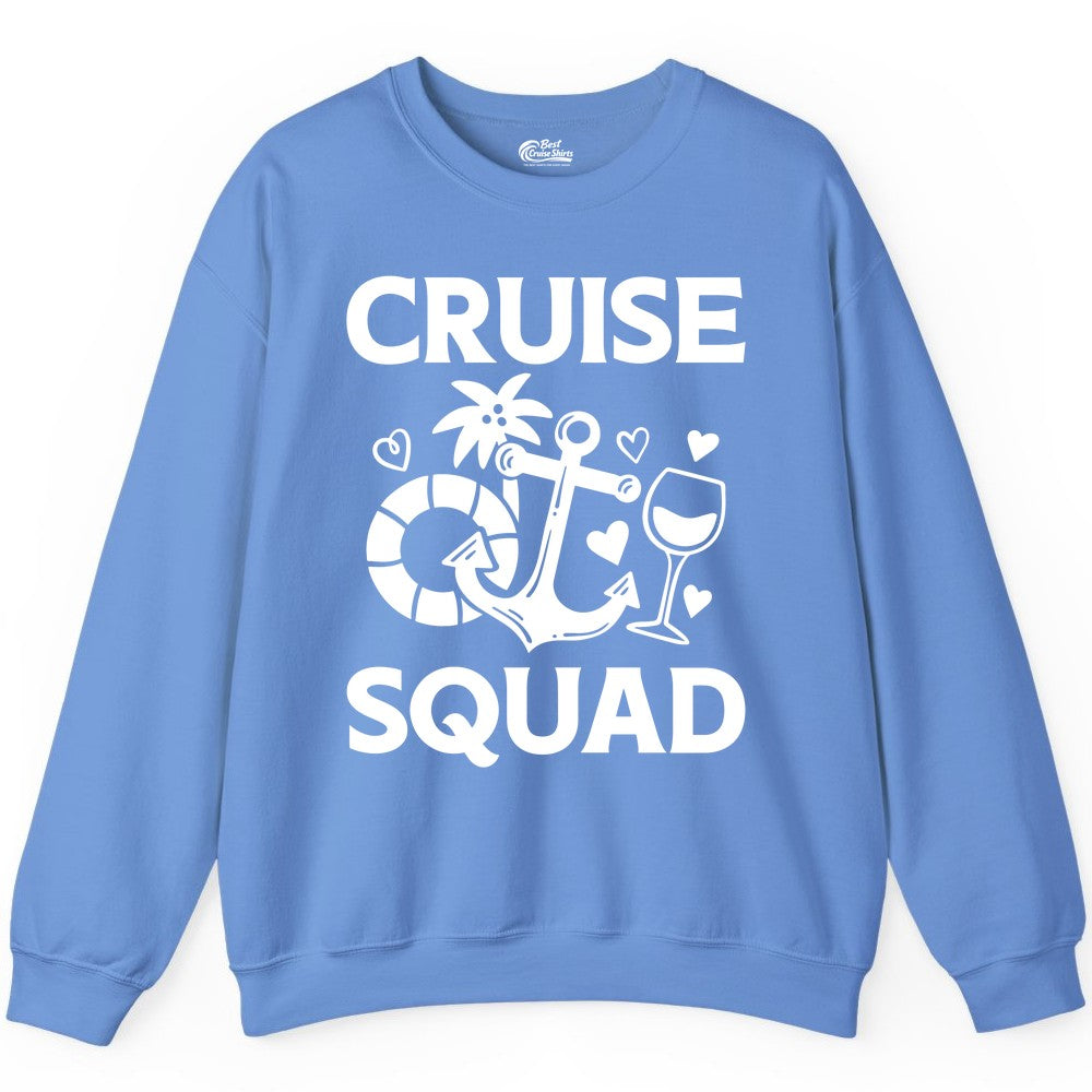 Cruise Squad Shirt - Funny Cruise Group Shirt for Vacation Parties (Sweatshirt) in Carolina Blue - Cruise Squad Shirt - Fun Nautical Anchor Wine Glass Group Party Tee