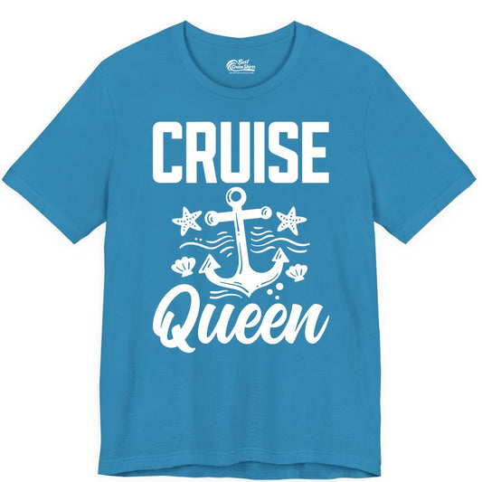 Cruise Queen Shirt - Nautical Anchor & Starfish Fun Cruise Shirt (Premium Tee) in Aqua - Cruise Queen Shirt - Nautical Anchor and Starfish Graphic Tee