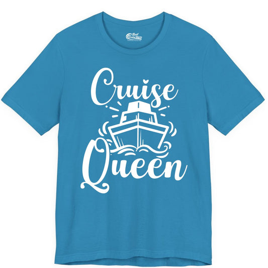 Cruise Queen Shirt - Girls Cruise Top for Nautical Vacations & Trips (Premium Tee) in Aqua - Cruise Queen Shirt - Nautical Ladies Getaway Bold Cruise Ship Design