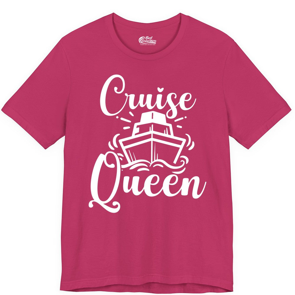 Cruise Queen Shirt - Girls Cruise Top for Nautical Vacations & Trips (Premium Tee) in Berry - Cruise Queen Shirt - Nautical Ladies Getaway Bold Cruise Ship Design
