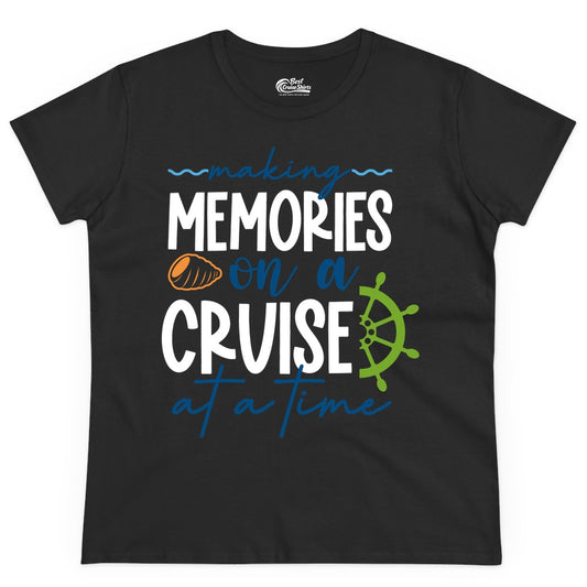 Making Memories Cruise Shirt - Nautical Cruise Vacation Apparel (Ladies Tee) in Black - Making Memories on a Cruise Nautical Family Vacation Shirt