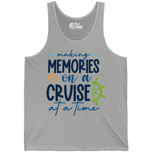 Making Memories Cruise Shirt - Nautical Cruise Vacation Apparel (Tank Top) in Athletic Heather - Making Memories on a Cruise Nautical Family Vacation Shirt