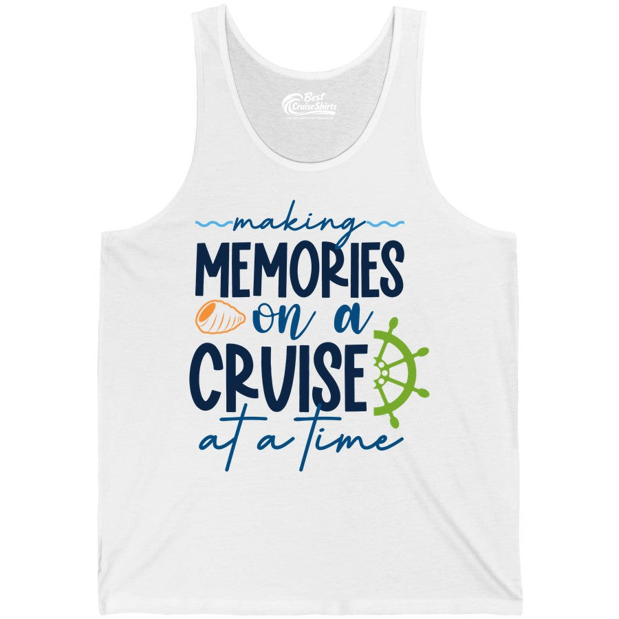Making Memories Cruise Shirt - Nautical Cruise Vacation Apparel (Tank Top) in White - Making Memories on a Cruise Nautical Family Vacation Shirt