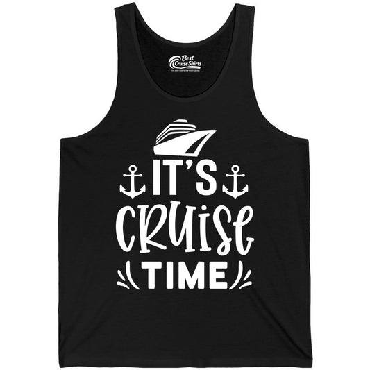 Its Cruise Time Shirt - Cruise Apparel Nautical Shirt Gift (Tank Top) in Black - It’s Cruise Time Nautical Shirt With Anchors and Cruise Ship Graphic
