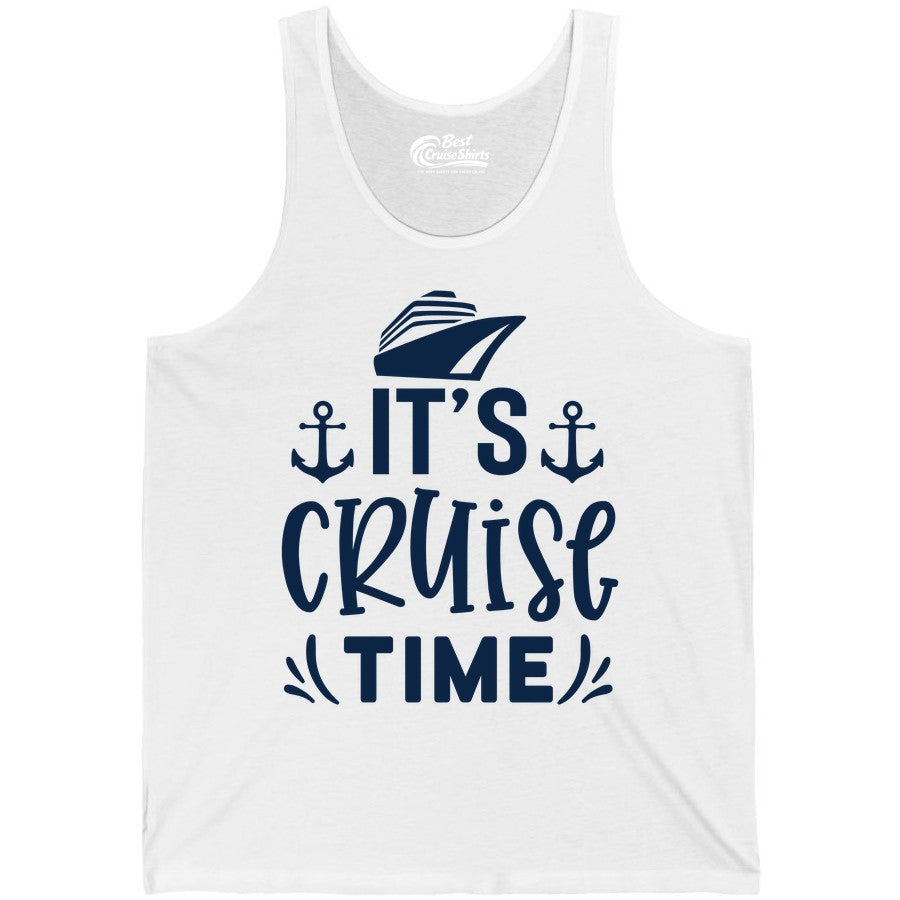 Its Cruise Time Shirt - Cruise Apparel Nautical Shirt Gift (Tank Top) in White - It’s Cruise Time Nautical Shirt With Anchors and Cruise Ship Graphic