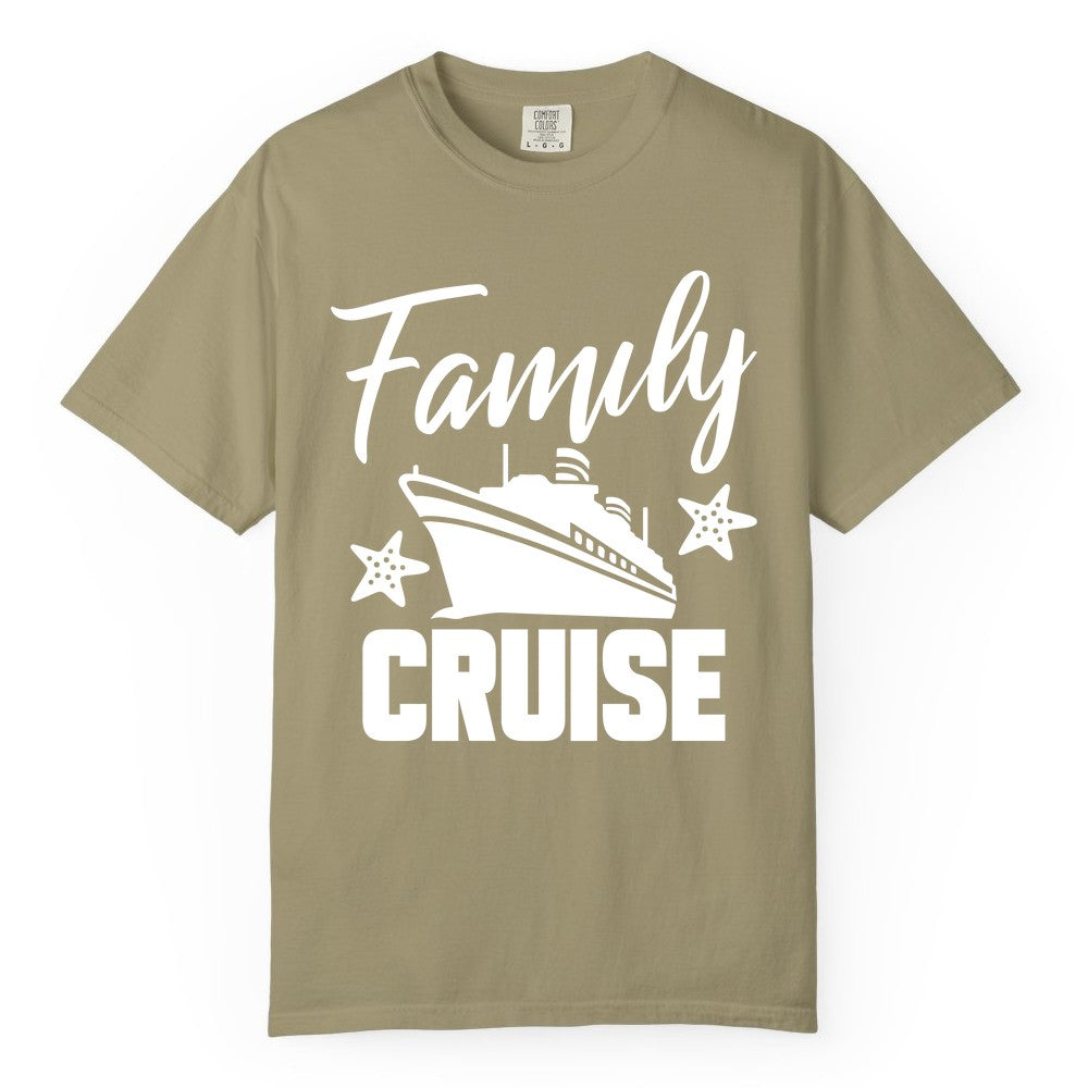 Family Cruise Shirt - Matching Cruise Vacation Apparel with Starfish (Comfort Color) in Khaki - Family Cruise Shirt - Cruise Ship and Starfish Matching Family Tee