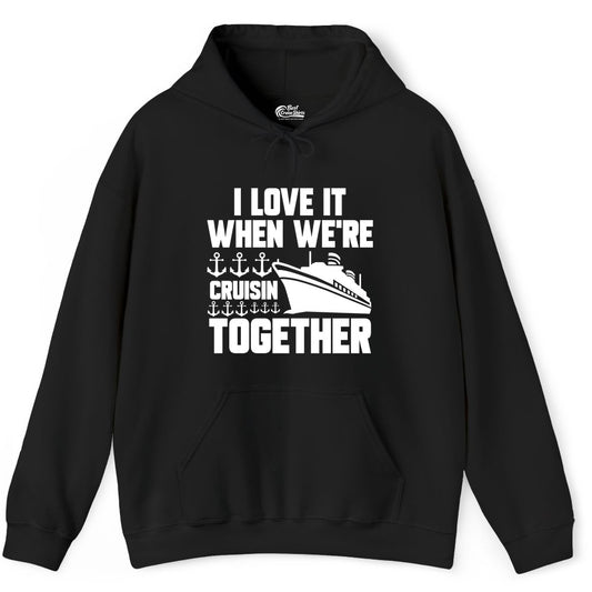 Cruising Together Shirt - Nautical Cruise Shirt for Couples & Groups (Hoodie) in Black - Cruisin Together Nautical Anchors Group Cruise Ship Shirt
