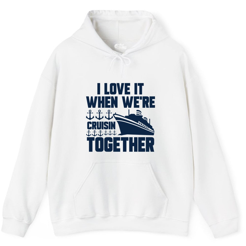 Cruising Together Shirt - Nautical Cruise Shirt for Couples & Groups (Hoodie) in White - Cruisin Together Nautical Anchors Group Cruise Ship Shirt