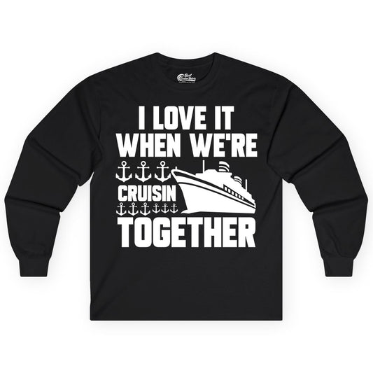 Cruising Together Shirt - Nautical Cruise Shirt for Couples & Groups (Long Sleeve) in Black - Cruisin Together Nautical Anchors Group Cruise Ship Shirt