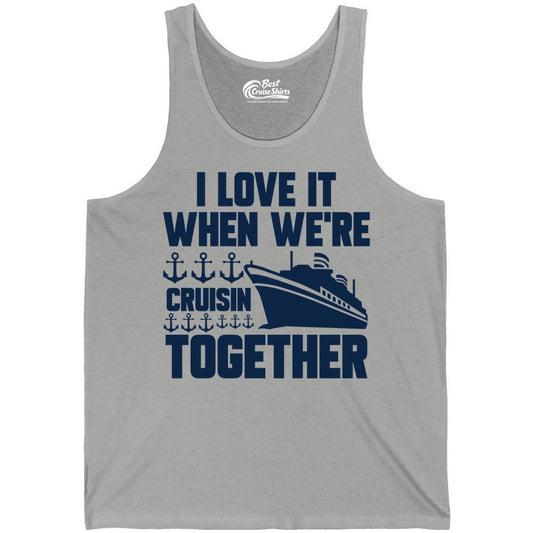 Cruising Together Shirt - Nautical Cruise Shirt for Couples & Groups (Tank Top) in Athletic Heather - Cruisin Together Nautical Anchors Group Cruise Ship Shirt
