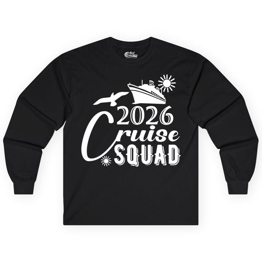 2026 Cruise Squad Shirt - Matching Cruise Shirts for Group Fun (Long Sleeve) in Black - 2026 Cruise Squad Shirt Nautical Group Matching Family Vacation Tee