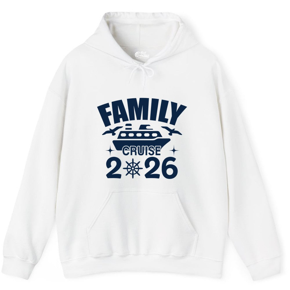 Family Cruise 2026 Shirt - Matching Cruise Vacation Shirt for Families (Hoodie) in White - Family Cruise 2026 Matching Nautical Ship Shirt for Group Trips